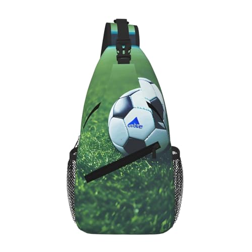 GaxfjRu Umhängetasche für Damen und Herren, Motiv: Fußball auf Grassy, für Reisen, Wandern, Crossbody-Sling-Rucksack GaxfjRu Umhängetasche für Damen und Herren, Motiv: Fußball auf Grassy, für Reisen, Wandern, Crossbody-Sling-Rucksack von GaxfjRu