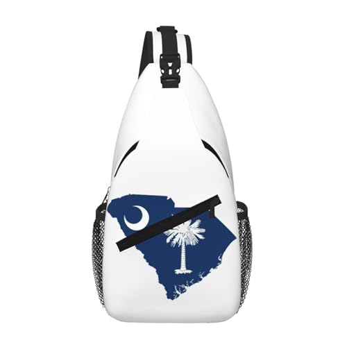 GaxfjRu Umhängetasche mit South Carolina Flagge, Kartendruck, für Damen und Herren, Schultertasche für Reisen, Wandern, Crossbody-Sling-Rucksack GaxfjRu Umhängetasche mit South Carolina Flagge, Kartendruck, für Damen und Herren, Schultertasche für Reisen, Wandern, Crossbody-Sling-Rucksack von GaxfjRu