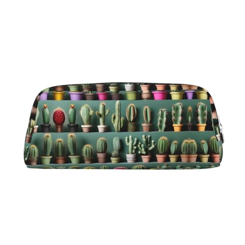 GaxfjRu Viele Kaktus-Kunst-Leder-Federmäppchen, niedliche Stiftetasche, kleines Federmäppchen, schöne Schreibwaren-Tasche, tragbare Kosmetiktasche, Reißverschlusstasche von GaxfjRu