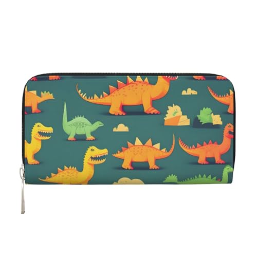 GaxfjRu Viele kleine Dinosaurier-Print kleine Ledergeldbörse für Damen, Kreditkartenetui für Damen von GaxfjRu
