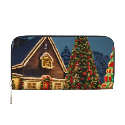 GaxfjRu Weihnachten Karneval Dorf Druck Kleine Leder Geldbörse für Frauen Damen Kreditkartenetui Damen Tasche Geldbörse von GaxfjRu