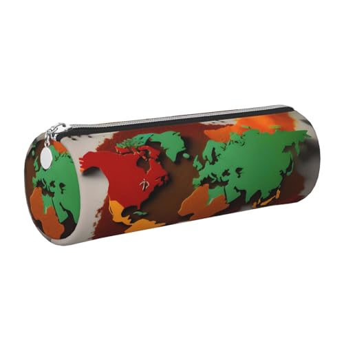 GaxfjRu Weltkarte aus Gewürzen Rundes Federmäppchen Kunstleder - Aufbewahrung für Stifte, Bleistifte, Marker, Kleinigkeiten Metall Reißverschluss mit Leder, silber, Einheitsgröße, Kartenhalter GaxfjRu Weltkarte aus Gewürzen Rundes Federmäppchen Kunstleder - Aufbewahrung für Stifte, Bleistifte, Marker, Kleinigkeiten Metall Reißverschluss mit Leder, silber, Einheitsgröße, Kartenhalter von GaxfjRu