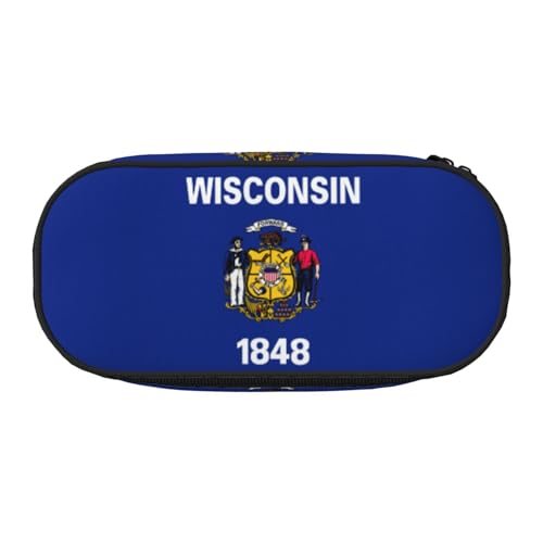 GaxfjRu Wisconsin Federmäppchen, Motiv: Staatsflagge, großes Fassungsvermögen, für Zuhause, Uni, Büro, Organizer für Erwachsene, Studenten von GaxfjRu