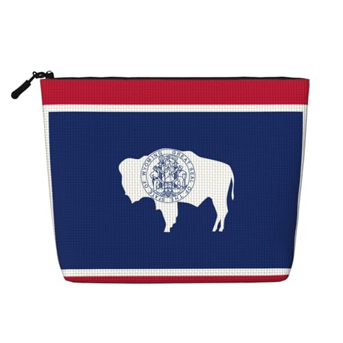 GaxfjRu Wyoming Make-up-Tasche mit Staatsflaggen-Druck, Kulturbeutel, Kulturbeutel, mit Reißverschluss, Make-up-Organizer für Damen, Schwarz, Einheitsgröße von GaxfjRu