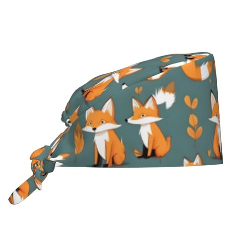 GaxfjRu Yellow Fox Premium Bouffant Scrub Caps mit Satinfutter - Verstellbare OP-Kappen für Damen und Herren, Schwarz , Einheitsgröße von GaxfjRu