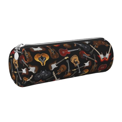 Gitarren-Etui aus Leder mit Reißverschluss, für Füllfederhalter, für Tintenroller und Bleistifte, weich, genarbt von GaxfjRu