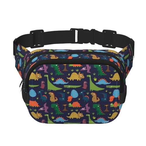 Große Bauchtasche für Damen, Dinosaurier-Palmblatt-Druck, niedliche Umhängetasche, modische Bauchtasche, Schwarz, Einheitsgröße von GaxfjRu