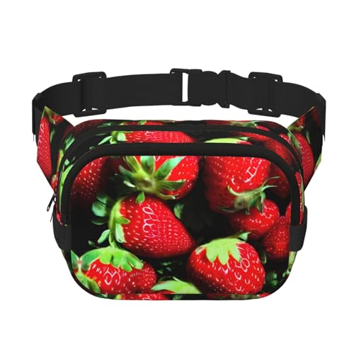 Große Bauchtasche für Damen, Erdbeermuster, niedliche Umhängetasche, modische Bauchtasche, Schwarz, Einheitsgröße von GaxfjRu