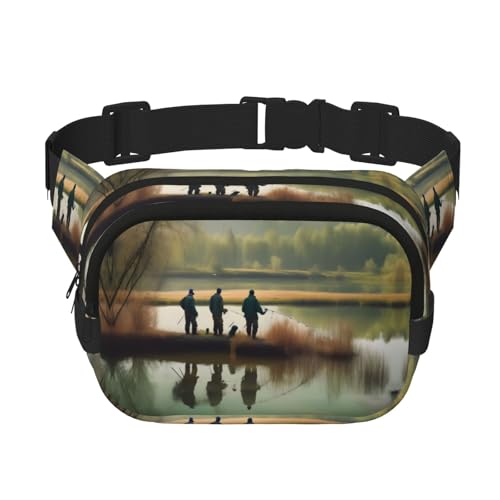 Große Bauchtasche für Damen, Motiv: Fischer, Fischer, niedlich, Cross-Body-Bauchtasche, modische Bauchtasche, Schwarz, Einheitsgröße von GaxfjRu