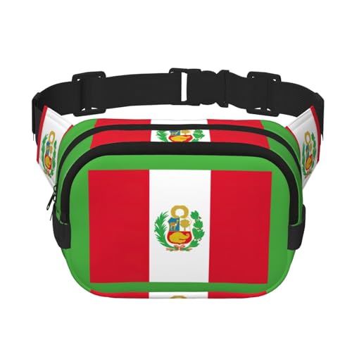 Große Bauchtasche für Damen, Motiv: Flagge von Peru, niedliche Umhängetasche, modische Bauchtasche, Schwarz, Einheitsgröße von GaxfjRu