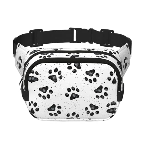 Große Bauchtasche für Damen, Motiv: Hundepfotenmuster, niedlich, Cross-Body-Bauchtasche, modische Bauchtasche, Schwarz, Einheitsgröße von GaxfjRu
