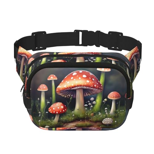 Große Bauchtasche für Damen, Motiv: Malerei, Pilzdruck, niedliche Umhängetasche, modische Bauchtasche, Schwarz, Einheitsgröße von GaxfjRu