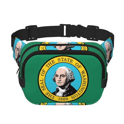 Große Bauchtasche für Damen, Motiv: Washington-Flagge, niedlich, Cross-Body-Bauchtasche, modische Bauchtasche, Schwarz, Einheitsgröße von GaxfjRu