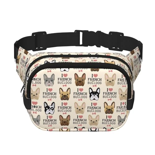 Große Bauchtasche für Damen, Motiv: französischer Hund, niedlich, Cross-Body-Bauchtasche, modische Bauchtasche, Schwarz, Einheitsgröße von GaxfjRu