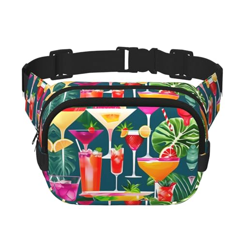 Große Bauchtasche für Damen, Motiv: tropischer Cocktail, niedlich, Cross-Body-Bauchtasche, modische Bauchtasche, Schwarz, Einheitsgröße von GaxfjRu