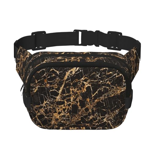 Große Bauchtasche für Damen, goldfarbener Marmor-Druck, niedliche Umhängetasche, modische Bauchtasche, Schwarz, Einheitsgröße von GaxfjRu