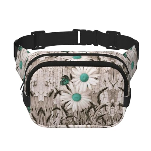 Große Bauchtasche für Damen, mit Gänseblümchen-Aufdruck, niedliche Umhängetasche, modische Bauchtasche, Schwarz, Einheitsgröße von GaxfjRu