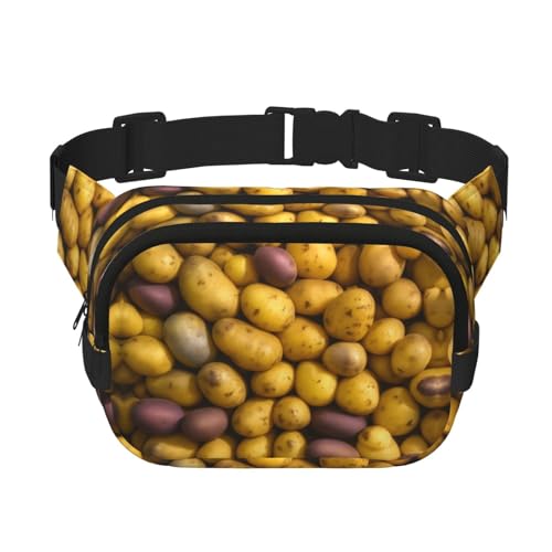 Große Bauchtasche für Damen, mit vielen Kartoffeln, niedlich, Cross-Body-Bauchtasche, modische Bauchtasche, Schwarz, Einheitsgröße von GaxfjRu