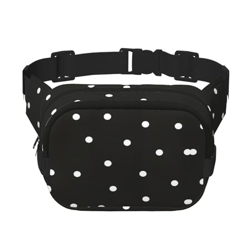 Große Bauchtasche für Damen, niedlich, Cross-Body-Bauchtasche, modische Bauchtasche mit Punktemuster, Schwarz und Weiß, Schwarz, Einheitsgröße von GaxfjRu