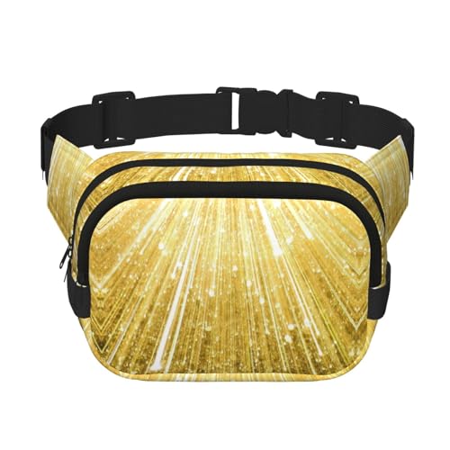 Große Bauchtasche für Damen, niedlich, Cross-Body-Bauchtasche, modische Bauchtasche mit goldfarbenem Glitzer-Aufdruck, Schwarz, Einheitsgröße von GaxfjRu