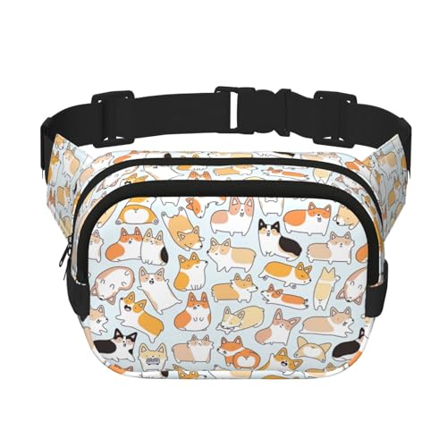 Große Bauchtasche für Damen, niedlich, mit Hundeaufdruck, modische Bauchtasche, Schwarz, Einheitsgröße von GaxfjRu