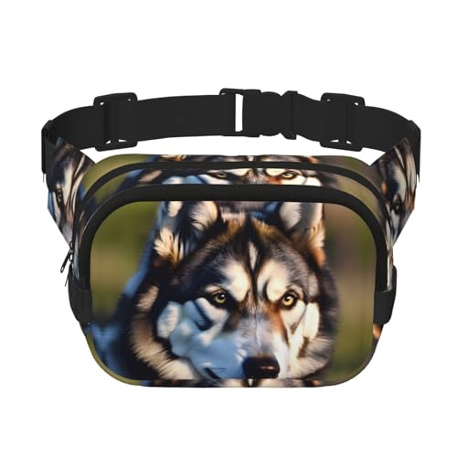 Große Bauchtasche für Damen, niedlich, mit Husky-Aufdruck, modische Bauchtasche, Schwarz, Einheitsgröße von GaxfjRu