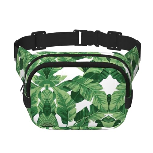 Große Bauchtasche für Damen, niedlich, mit grünen Palmblättern, modische Bauchtasche, Schwarz, Einheitsgröße von GaxfjRu