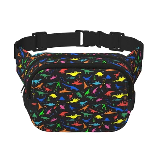 Große Bauchtasche für Damen, niedlicher Dinosaurierdruck, modische Bauchtasche, Schwarz, Einheitsgröße von GaxfjRu