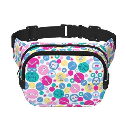 Große Bauchtasche für Damen, niedlicher Krankenschwesteraufdruck, modische Bauchtasche, Schwarz, Einheitsgröße von GaxfjRu