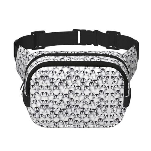 Große Bauchtasche für Damen, niedlicher Pinguin-Skizzendruck, modische Bauchtasche für Damen, Schwarz, Einheitsgröße von GaxfjRu