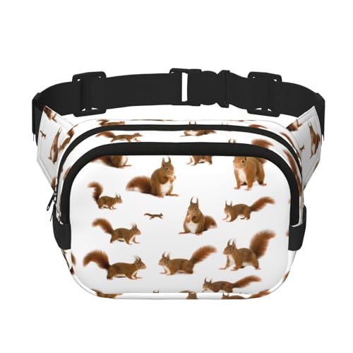 Große Bauchtasche für Damen, niedliches Eichhörnchen-Motiv, modische Bauchtasche, Schwarz, Einheitsgröße von GaxfjRu