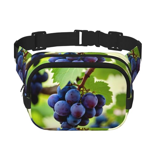 Große Bauchtaschen für Damen, niedlich, Cross-Body-Bauchtasche, modische Bauchtasche mit Traubenmuster, Schwarz, Einheitsgröße von GaxfjRu