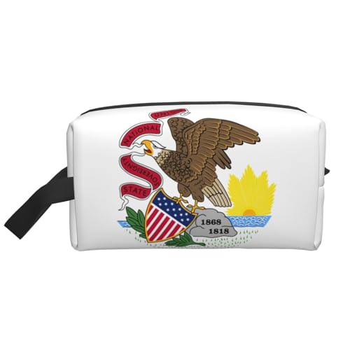 Illinois Kosmetiktasche mit Staatsflaggen-Druck, geräumige Kapazität, Kulturbeutel für Herren, Reise-Kulturbeutel, weiß, Einheitsgröße Illinois Kosmetiktasche mit Staatsflaggen-Druck, geräumige Kapazität, Kulturbeutel für Herren, Reise-Kulturbeutel, weiß, Einheitsgröße von GaxfjRu