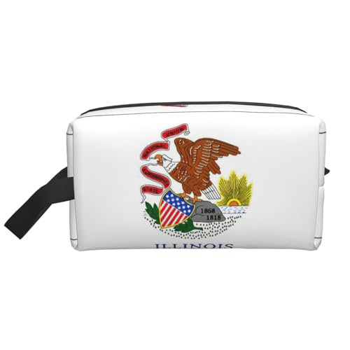 Illinois Kosmetiktasche mit Staatsflaggen-Druck, geräumige Kapazität, Kulturbeutel für Herren, Reise-Kulturbeutel, weiß, Einheitsgröße Illinois Kosmetiktasche mit Staatsflaggen-Druck, geräumige Kapazität, Kulturbeutel für Herren, Reise-Kulturbeutel, weiß, Einheitsgröße von GaxfjRu