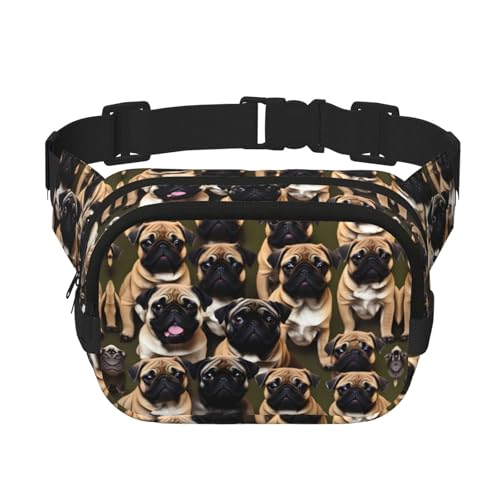 Imagen De Pug-Gürteltasche mit Standarddruck, groß, für Damen, niedlich, Cross-Body-Bauchtasche, modische Bauchtasche, Schwarz, Einheitsgröße von GaxfjRu