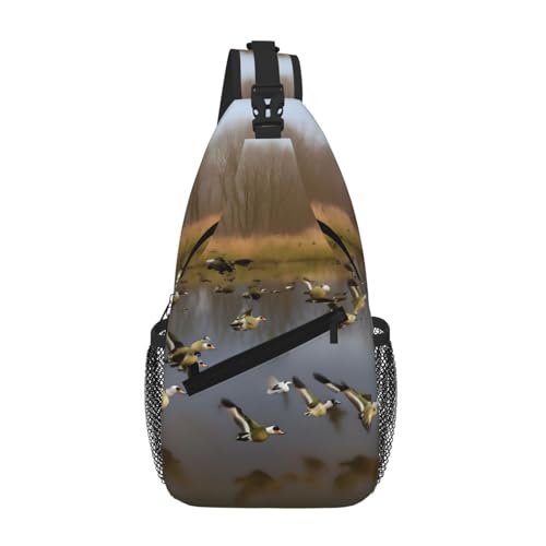 Jagd fliegende Wilde Enten Crossbody Sling Bag Herren Damen Casual Schulter Rucksack Brust Daypack Satchel für Wandern Reisen von GaxfjRu