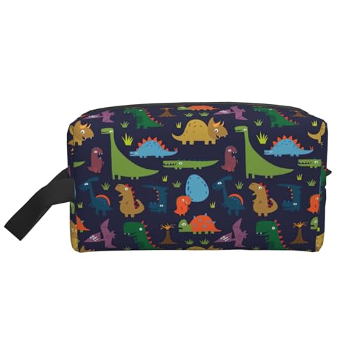 Kosmetiktasche für Damen, Dinosaurier-Palmblatt-Druck, geräumige Kapazität, Kulturbeutel für Herren, Reise-Kulturbeutel, weiß, Einheitsgröße von GaxfjRu