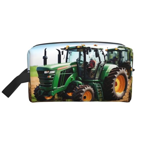 Kosmetiktasche für Damen, Motiv: Bauernhof-Traktor, geräumige Kapazität, Kulturbeutel für Herren, Reise-Kulturbeutel, weiß, Einheitsgröße Kosmetiktasche für Damen, Motiv: Bauernhof-Traktor, geräumige Kapazität, Kulturbeutel für Herren, Reise-Kulturbeutel, weiß, Einheitsgröße von GaxfjRu