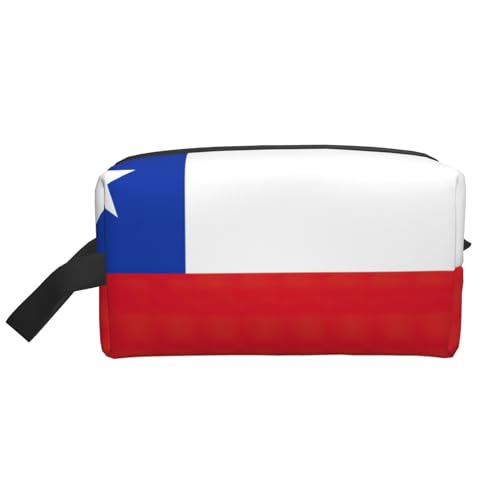 Kosmetiktasche für Damen, Motiv: Flagge von Chile, geräumige Kapazität, Kulturbeutel für Herren, Reise-Kulturbeutel, weiß, Einheitsgröße Kosmetiktasche für Damen, Motiv: Flagge von Chile, geräumige Kapazität, Kulturbeutel für Herren, Reise-Kulturbeutel, weiß, Einheitsgröße von GaxfjRu