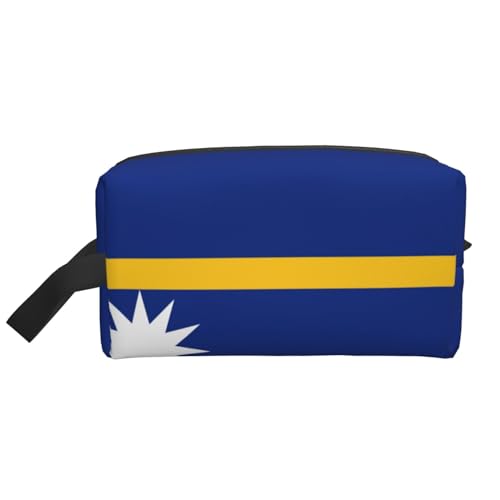 Kosmetiktasche für Damen, Motiv: Flagge von Nauru, geräumige Kapazität, Kulturbeutel für Herren, Reise-Kulturbeutel, weiß, Einheitsgröße Kosmetiktasche für Damen, Motiv: Flagge von Nauru, geräumige Kapazität, Kulturbeutel für Herren, Reise-Kulturbeutel, weiß, Einheitsgröße von GaxfjRu