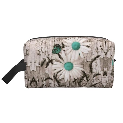 Kosmetiktasche für Damen, mit Gänseblümchen-Aufdruck, geräumige Kapazität, Kulturbeutel für Herren, Reise-Kulturbeutel, weiß, Einheitsgröße Kosmetiktasche für Damen, mit Gänseblümchen-Aufdruck, geräumige Kapazität, Kulturbeutel für Herren, Reise-Kulturbeutel, weiß, Einheitsgröße von GaxfjRu