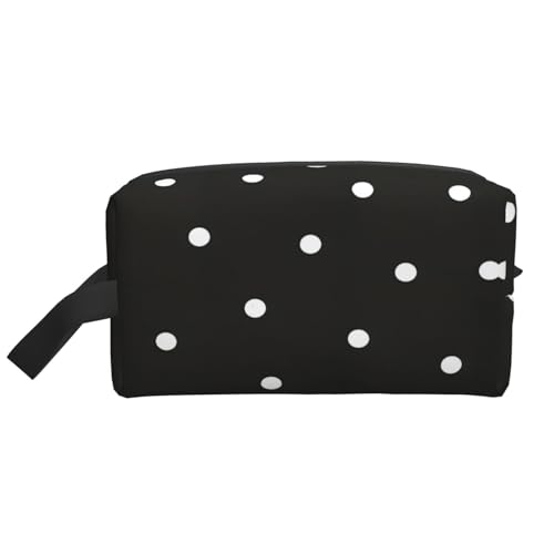 Kosmetiktasche für Damen, mit Punktemuster, geräumige Kapazität, Kulturbeutel für Herren, Reise-Kulturbeutel, Schwarz / Weiß, weiß, Einheitsgröße Kosmetiktasche für Damen, mit Punktemuster, geräumige Kapazität, Kulturbeutel für Herren, Reise-Kulturbeutel, Schwarz / Weiß, weiß, Einheitsgröße von GaxfjRu