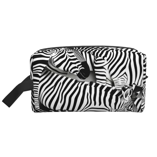 Kosmetiktasche für Damen, mit Zebramuster, geräumige Kapazität, Kulturbeutel für Herren, Reise-Kulturbeutel, weiß, Einheitsgröße Kosmetiktasche für Damen, mit Zebramuster, geräumige Kapazität, Kulturbeutel für Herren, Reise-Kulturbeutel, weiß, Einheitsgröße von GaxfjRu