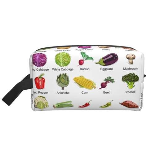Kosmetiktasche für Damen, mit verschiedenen Gemüsesorten, geräumige Kapazität, Kulturbeutel für Herren, Reise-Kulturbeutel, weiß, Einheitsgröße Kosmetiktasche für Damen, mit verschiedenen Gemüsesorten, geräumige Kapazität, Kulturbeutel für Herren, Reise-Kulturbeutel, weiß, Einheitsgröße von GaxfjRu