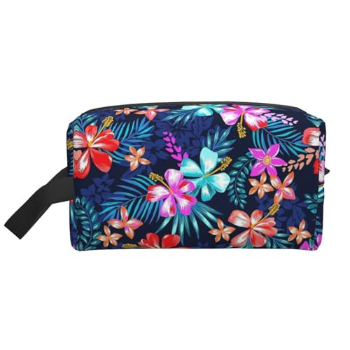 Kosmetiktasche mit Blumenmuster und blauem Druck, geräumige Kapazität, Kulturbeutel für Herren, Reise-Kulturbeutel, weiß, Einheitsgröße von GaxfjRu