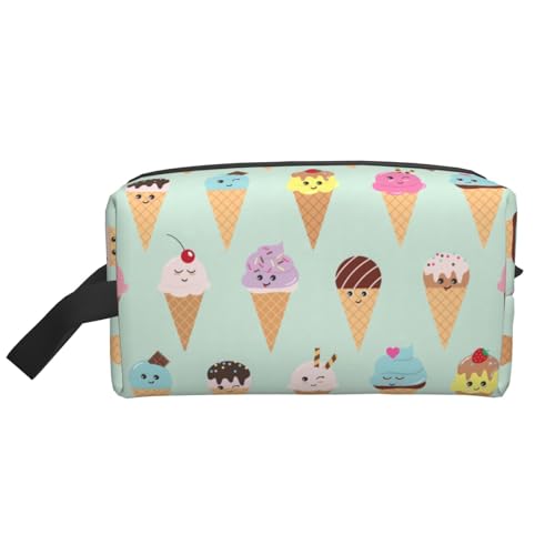 Kosmetiktasche mit Eistüten-Aufdruck, geräumige Kapazität, Kosmetiktasche für Damen, Kulturbeutel für Herren, Reise-Kulturbeutel, weiß, Einheitsgröße Kosmetiktasche mit Eistüten-Aufdruck, geräumige Kapazität, Kosmetiktasche für Damen, Kulturbeutel für Herren, Reise-Kulturbeutel, weiß, Einheitsgröße von GaxfjRu