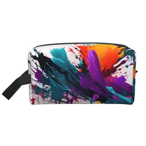 Kosmetiktasche mit Farbspritzer-Druck, geräumige Kapazität, Kulturbeutel für Herren, Reise-Kulturbeutel, weiß, Einheitsgröße von GaxfjRu
