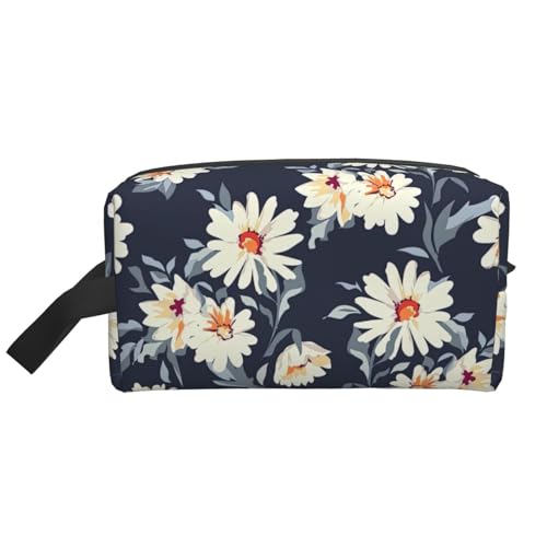 Kosmetiktasche mit Gänseblümchen-Aufdruck, geräumige Kapazität, Kulturbeutel für Herren, Reise-Kulturbeutel, weiß, Einheitsgröße von GaxfjRu