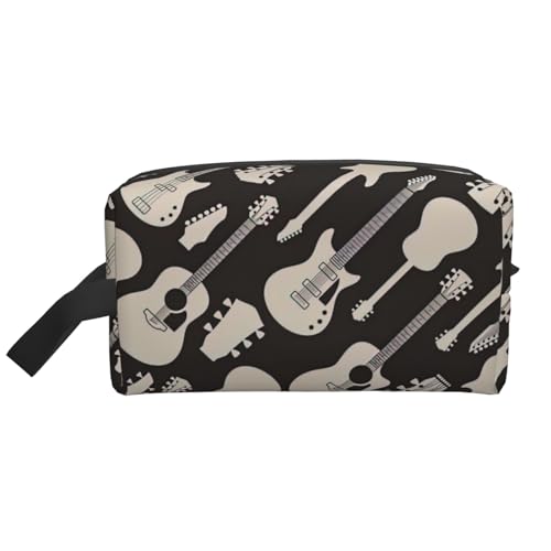 Kosmetiktasche mit Gitarrenmuster, geräumige Kapazität, Kulturbeutel für Herren, Reise-Kulturbeutel, weiß, Einheitsgröße Kosmetiktasche mit Gitarrenmuster, geräumige Kapazität, Kulturbeutel für Herren, Reise-Kulturbeutel, weiß, Einheitsgröße von GaxfjRu