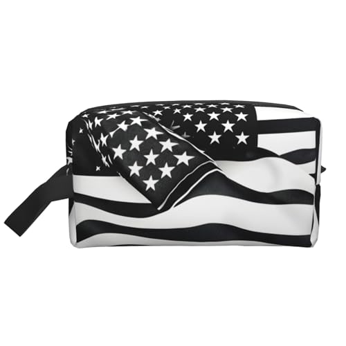 Kosmetiktasche mit amerikanischer Flagge, geräumige Kapazität, Kosmetiktasche für Damen, Kulturbeutel für Herren, Reise-Kulturbeutel, Schwarz und Weiß, weiß, Einheitsgröße Kosmetiktasche mit amerikanischer Flagge, geräumige Kapazität, Kosmetiktasche für Damen, Kulturbeutel für Herren, Reise-Kulturbeutel, Schwarz und Weiß, weiß, Einheitsgröße von GaxfjRu